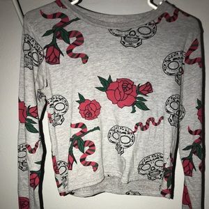 On Fire Rose/ Skull Sweatshirt